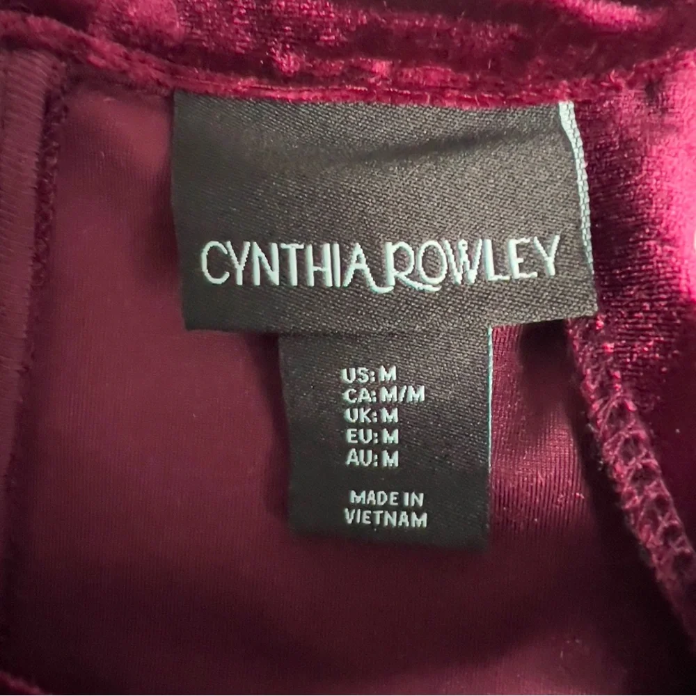 Cynthia Rowley Burgandy Velvet Cut Out Swing Dress - SZ: Medium